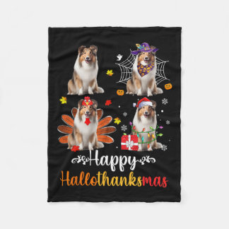 Shetland Sheepdog Halloween jul Lycklig Hallot Fleecefilt