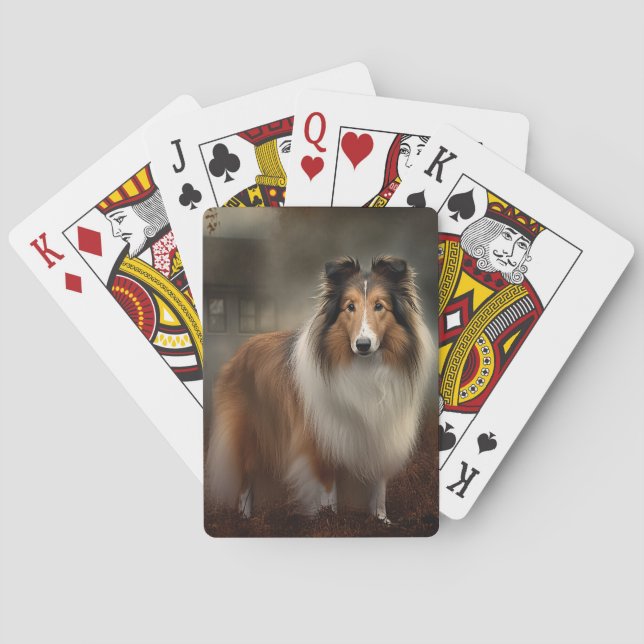 Shetland Sheepdog Halloween Scary Casinokort (Baksidan)