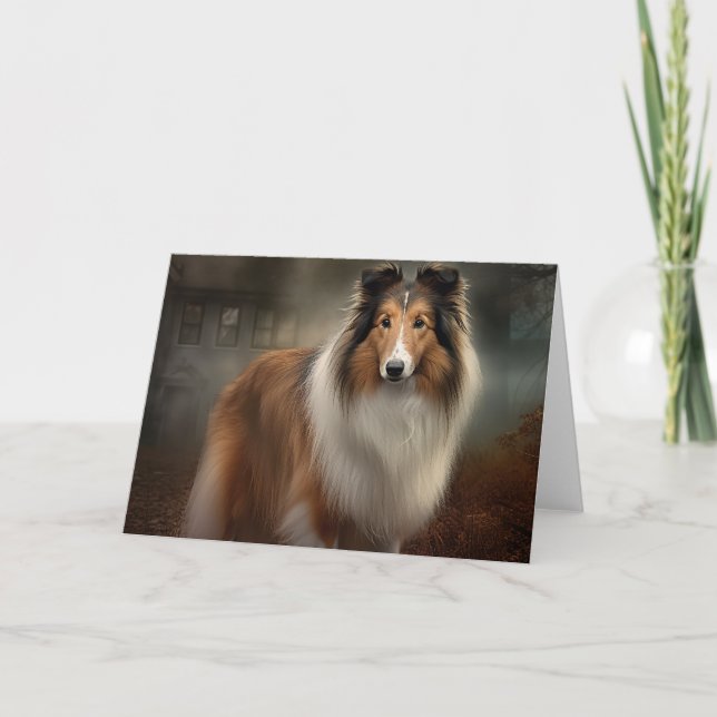 Shetland Sheepdog Halloween Scary Kort (Framsida)