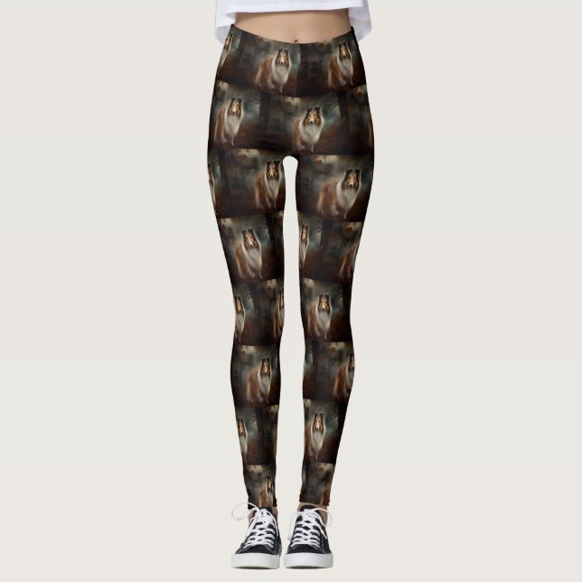 Shetland Sheepdog Halloween Scary Leggings (Framsida)