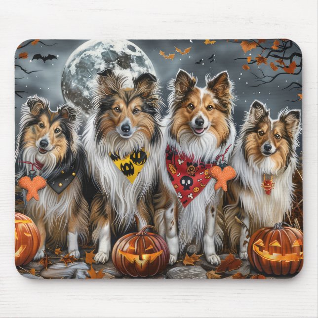 Shetland Sheepdog Halloween Spooky Musmatta (Framsidan)