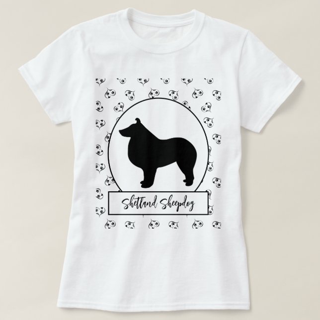 Shetland Sheepdog Hearts Tassavtryck T Shirt (Design framsida)