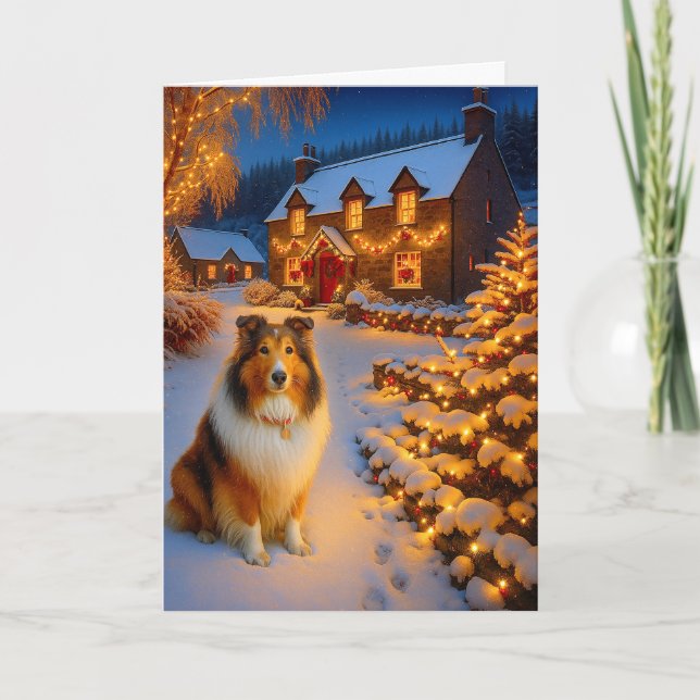 Shetland Sheepdog Holiday  Card Kort (Framsida)