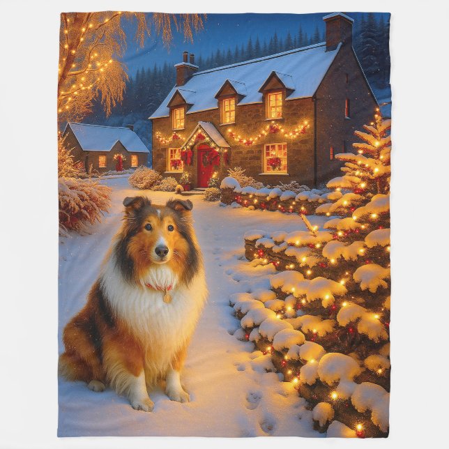 Shetland Sheepdog Holiday  Fleecefilt (Framsidan)