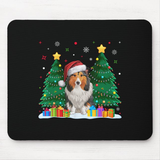 Shetland Sheepdog Hund älskare Santa Hat Ugly Chri Musmatta (Framsidan)