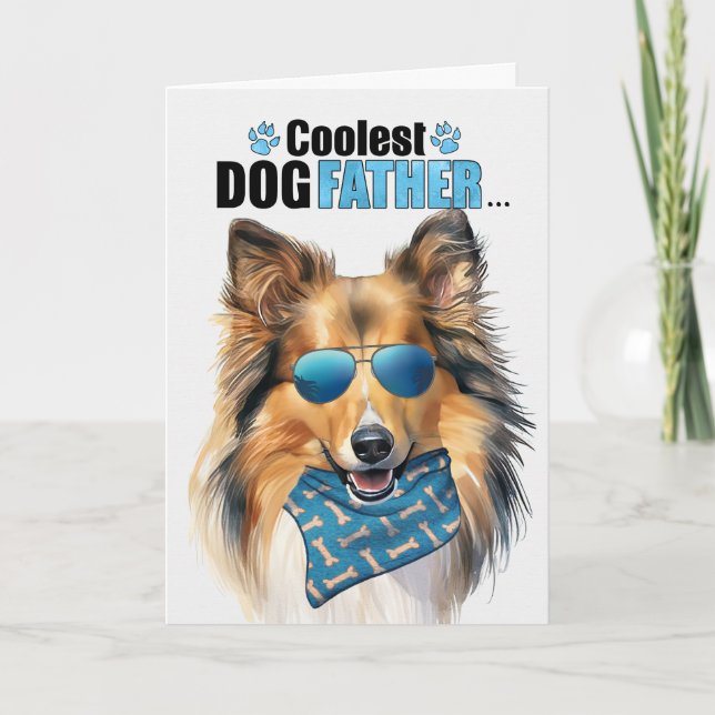 Shetland Sheepdog Hund Coolest Pappa Fars dag Helgkort (Framsida)