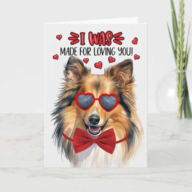 Shetland Sheepdog Hund Loving You Valentine Helgkort (Framsida)