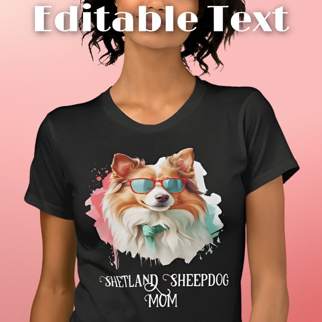 Shetland Sheepdog Hund Mamma Sunglasses T Shirt (Skapare uppladdad)