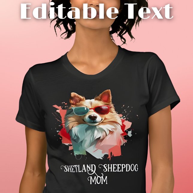 Shetland Sheepdog Hund Mamma Sunglasses T Shirt (Skapare uppladdad)