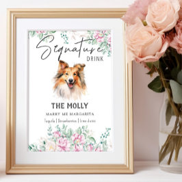 Shetland Sheepdog-Hund Namnteckning Drink-tecken Poster