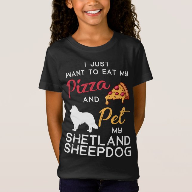 Shetland Sheepdog Hund Pizza älskare ägare Julafto T Shirt (Framsida)