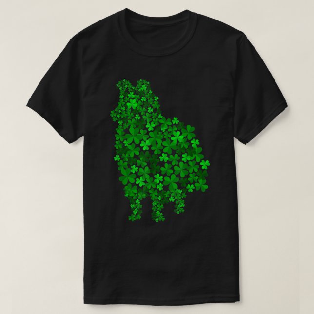 Shetland Sheepdog Hund Shamrock Löv St Patrick Day T Shirt (Design framsida)