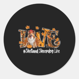 Shetland Sheepdog Hund Turkey Funny Thanksgiving L Runt Klistermärke