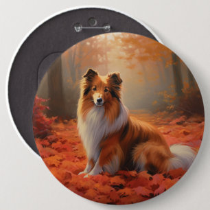 Shetland Sheepdog i Höst löv Fall Inspire Knapp