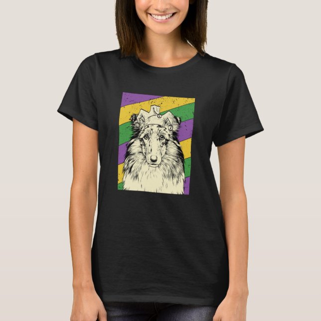 Shetland Sheepdog Jester Mardi Gras Dog Mom or Dad T Shirt (Framsida)