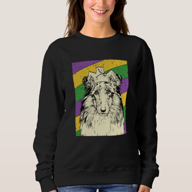 Shetland Sheepdog Jester Mardi Gras Dog Mom or Dad T Shirt (Framsida)