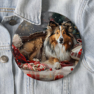 Shetland Sheepdog Jul Festive Knapp