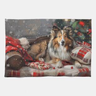 Shetland Sheepdog Jul Festive Kökshandduk