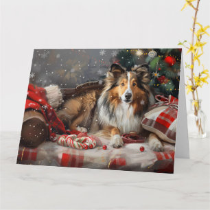 Shetland Sheepdog Jul Festive Kort