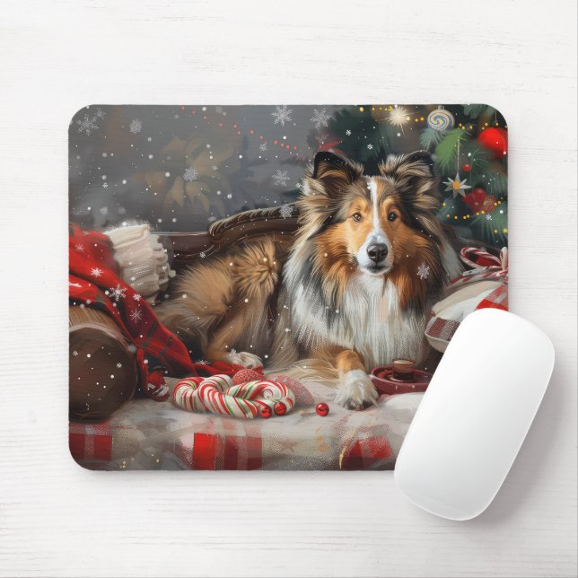 Shetland Sheepdog Jul Festive Musmatta (Med mus)