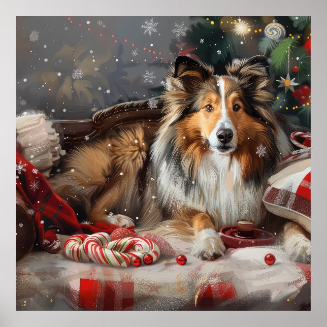 Shetland Sheepdog Jul Festive Poster (Framsidan)
