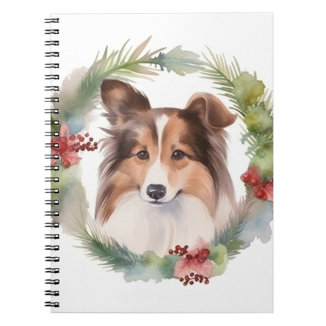 Shetland Sheepdog jul God Valp Anteckningsbok (Framsidan)