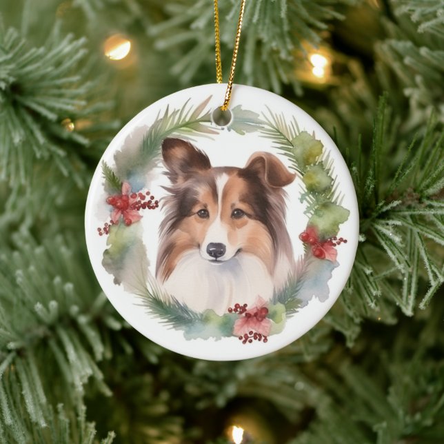 Shetland Sheepdog jul God Valp Julgransprydnad Keramik (Träd)