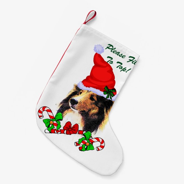 Shetland Sheepdog jul Liten Julstrumpa (Framsidan (Hängande))