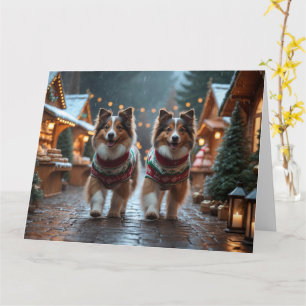 Shetland Sheepdog Jul Snö Semester Kort