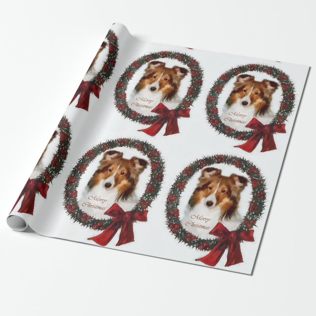 Shetland Sheepdog-julet Presentpapper (Utrullad)