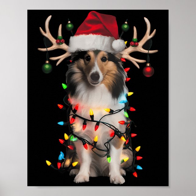 Shetland Sheepdog Julgran Tröja Shetland Sh Poster (Framsidan)