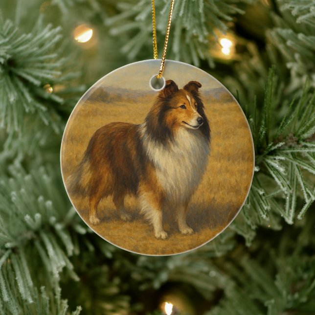 Shetland Sheepdog Julgransprydnad Keramik (Träd)