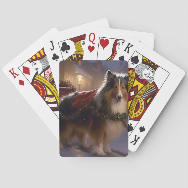 Shetland Sheepdog Julhögtider Casinokort (Baksidan)