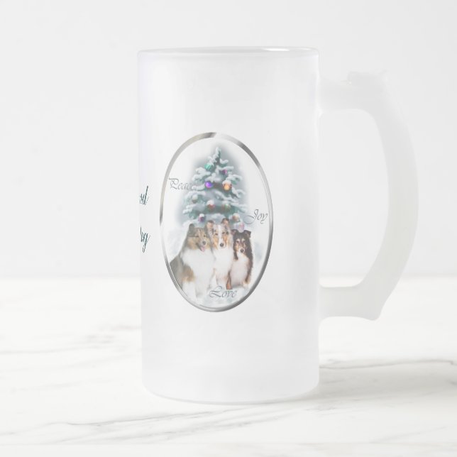 Shetland Sheepdog-julklappar Frostat Ölglas (Höger)