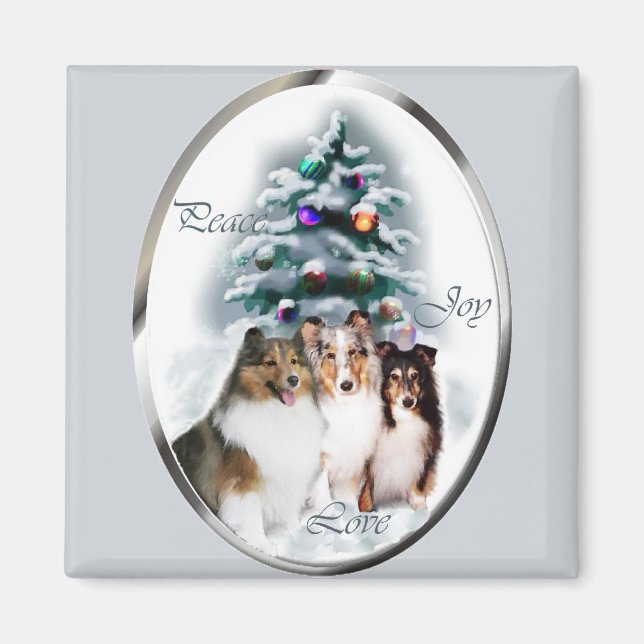 Shetland Sheepdog-julklappar Magnet (Framsidan)