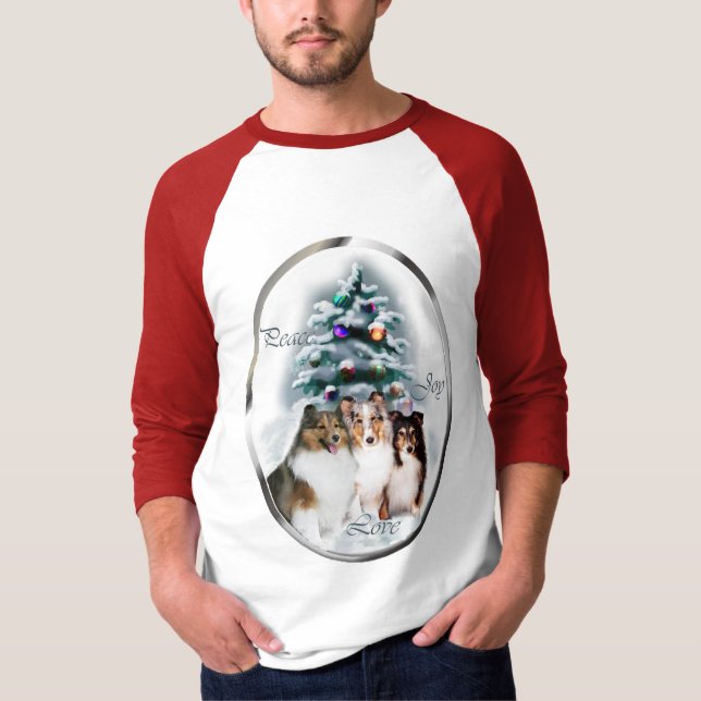 Shetland Sheepdog-julklappar T-shirt (Framsida)