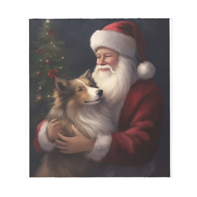 Shetland Sheepdog Jultomten Festive jul Anteckningsblock (Framsida)