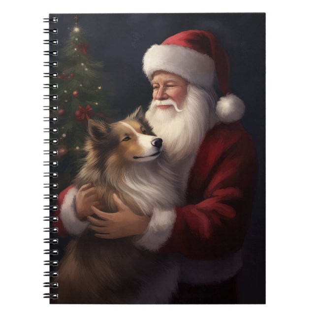 Shetland Sheepdog Jultomten Festive jul Anteckningsbok (Framsidan)