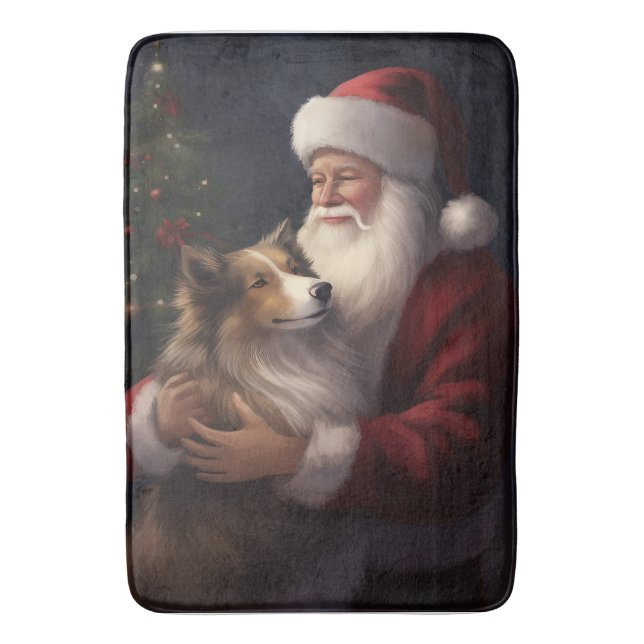 Shetland Sheepdog Jultomten Festive jul Badrumsmatta (Framsidan (Vertikal))