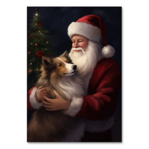 Shetland Sheepdog Jultomten Festive jul Bordsnummer