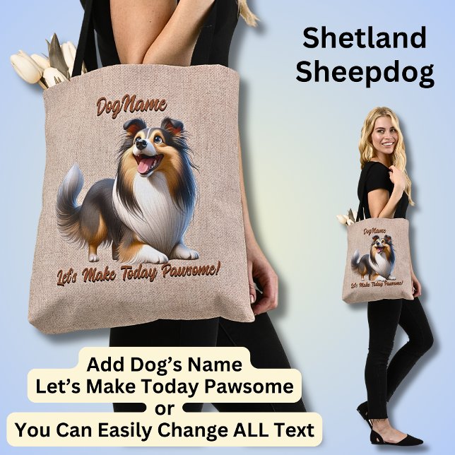 Shetland Sheepdog - Lägg till Hund Namn, Ändra tex Tygkasse (Skapare uppladdad)