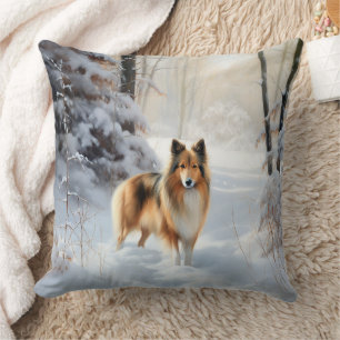 Shetland Sheepdog Låt det snöa jul Kudde