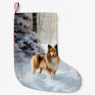 Shetland Sheepdog Låt det snöa jul Liten Julstrumpa