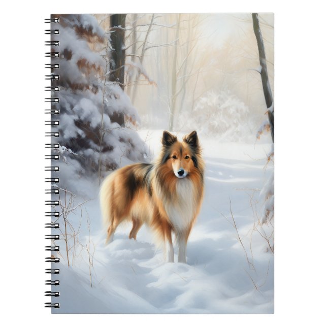 Shetland Sheepdog Let It Snow Jul Anteckningsbok (Framsidan)