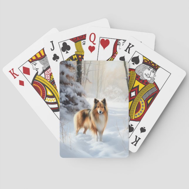 Shetland Sheepdog Let It Snow Jul Casinokort (Baksidan)