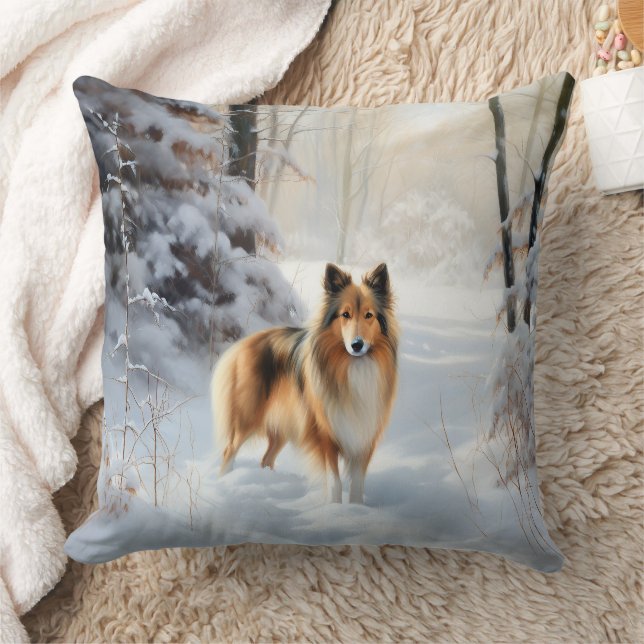 Shetland Sheepdog Let It Snow Jul Kudde (Filt)