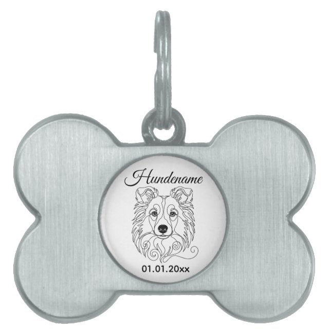 Shetland Sheepdog Line Art Personalized Tag ID-bricka Husdjur (Framsidan)