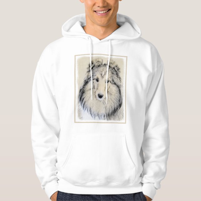 Shetland Sheepdog-målning - Söt originell hundkons Sweatshirt Med Luva (Framsida)