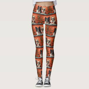 Shetland Sheepdog med hjärtrosor Alla hjärtans dag Leggings