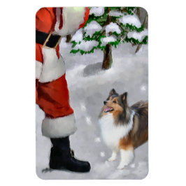 Shetland Sheepdog med jultomten Magnet